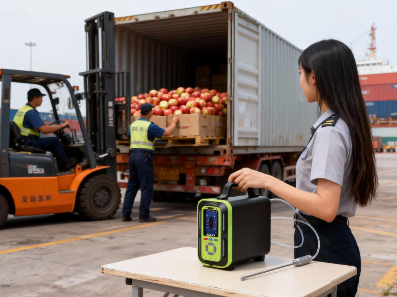 出入境海關集裝箱蘋果裝卸中